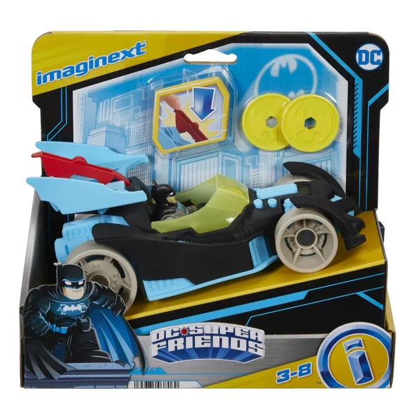 DC SUPER FRIENDS VEHICUL CU FIGURINA BATMAN CU COSTUM GRI