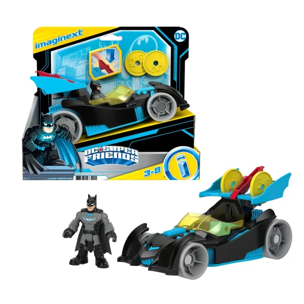 DC SUPER FRIENDS VEHICUL CU FIGURINA BATMAN CU COSTUM GRI